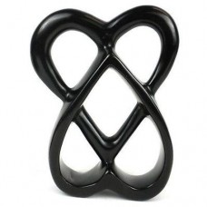 Handcrafted 8-inch Soapstone Connected Hearts Sculpture in Black - Smolart 640746011108  223034070017